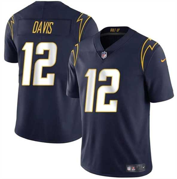 Men & Women & Youth Los Angeles Chargers #12 Derius Davis Navy 2024 Vapor Limited Football Stitched Jersey